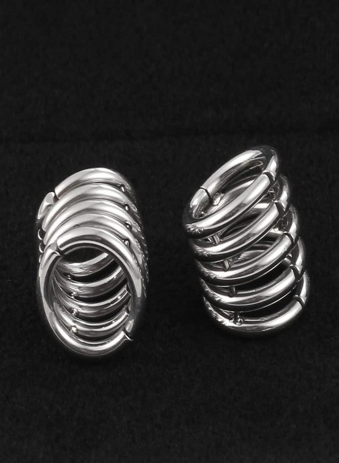 Earblity 10mm Stacker Ring Lobe Clip Ear Gauges Plugs Ear Tunnels Stretcher Earring Studs Clip on Cartilage Body Piercing Jewelry 2PCS Gold Rose Black Silver - Image 3